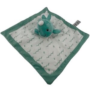 Pearhead Narwhal Teal Whale Lovey Security Plush Blanket Newborn Infant Toy